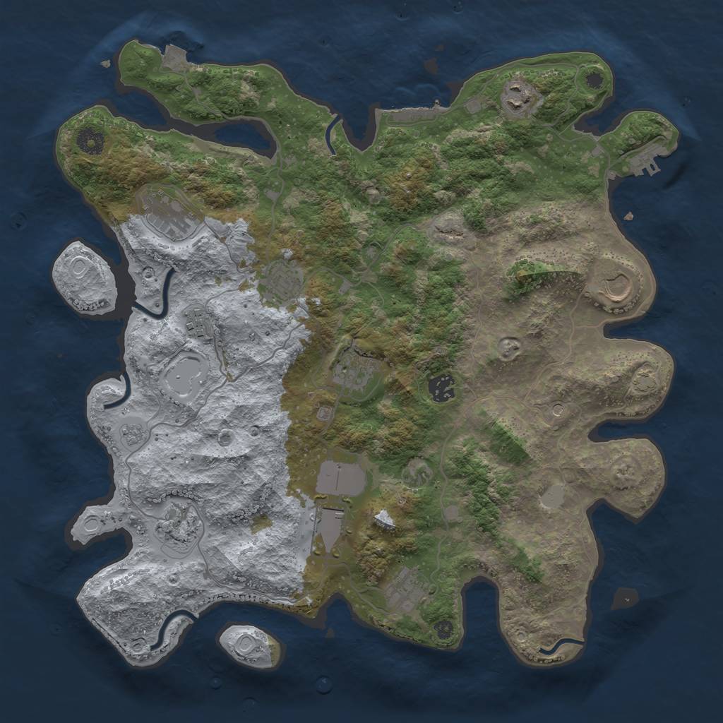 Rust Map: Procedural Map, Size: 3900, Seed: 25333202, 18 Monuments