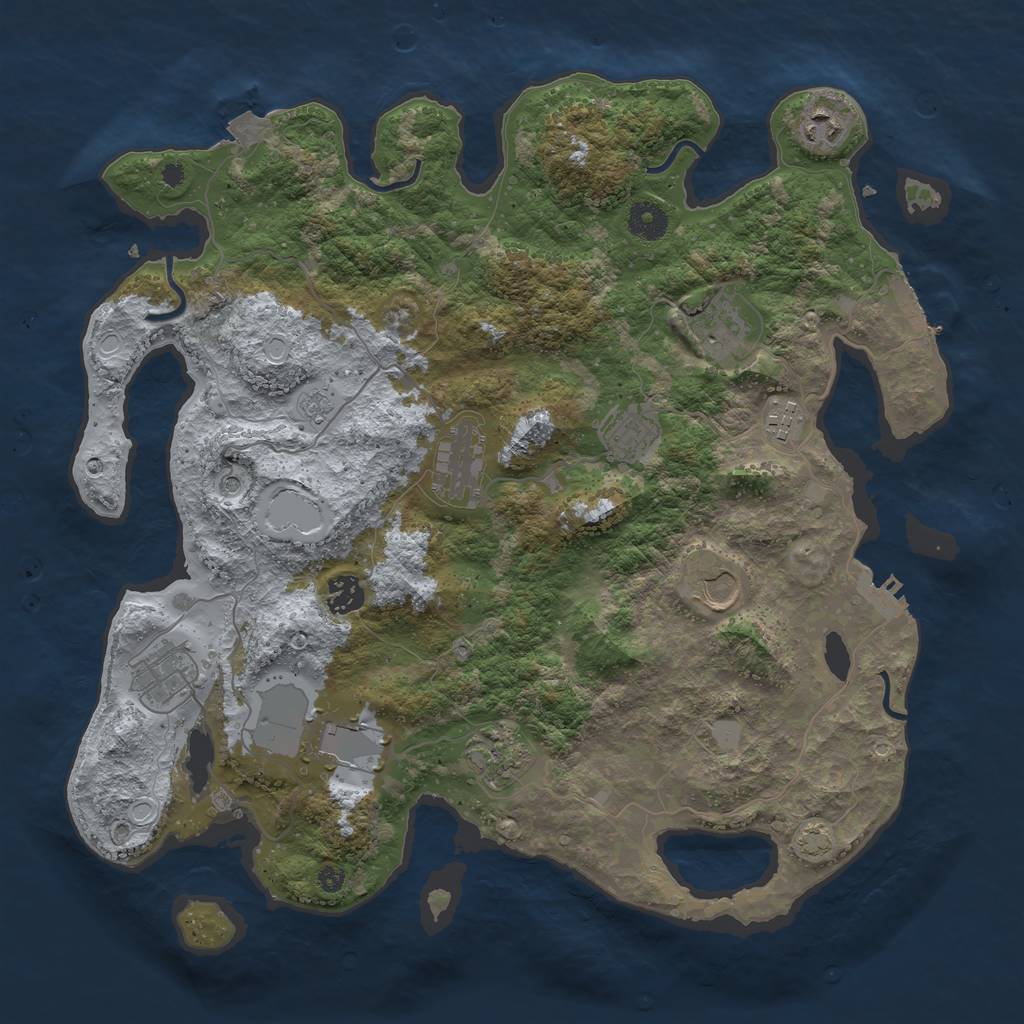 Rust Map: Procedural Map, Size: 3900, Seed: 11951380, 18 Monuments