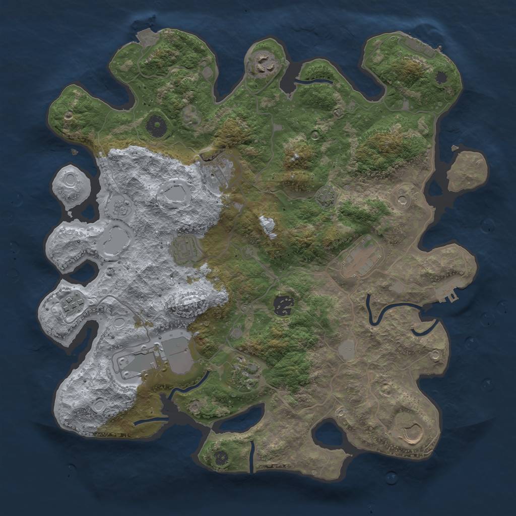 Rust Map: Procedural Map, Size: 3700, Seed: 756638218, 17 Monuments