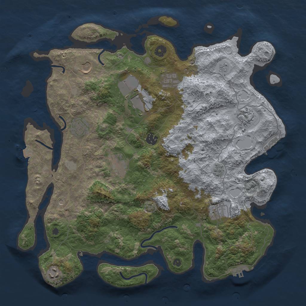 Rust Map: Procedural Map, Size: 3950, Seed: 77281978, 18 Monuments