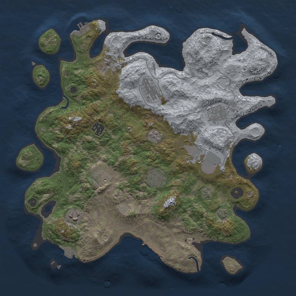 Rust Map: Procedural Map, Size: 3700, Seed: 18119770, 16 Monuments