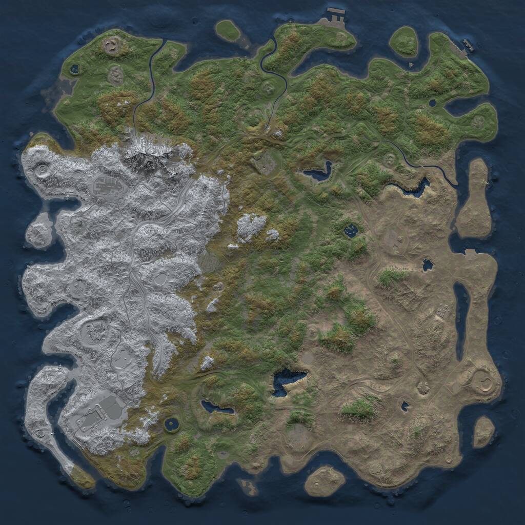 Rust Map: Procedural Map, Size: 6000, Seed: 654643456, 17 Monuments
