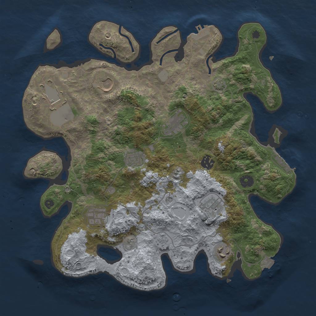 Rust Map: Procedural Map, Size: 3550, Seed: 51763070, 16 Monuments