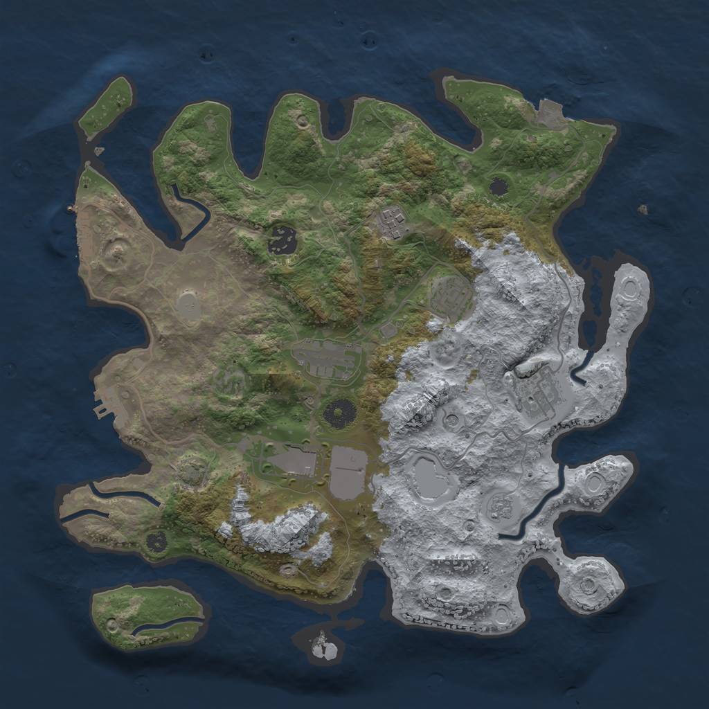 Rust Map: Procedural Map, Size: 3500, Seed: 45547457, 14 Monuments