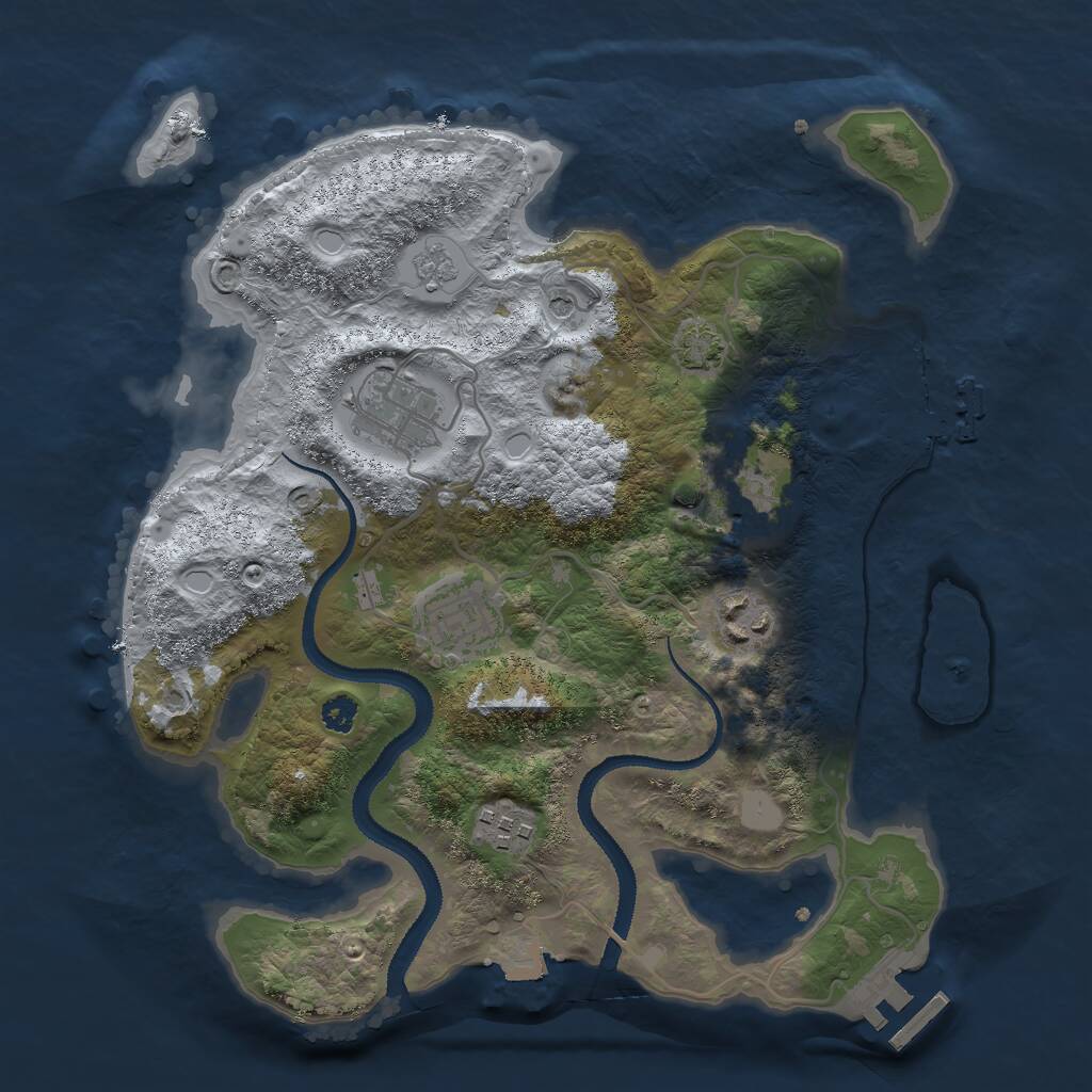 Rust Map: Procedural Map, Size: 3000, Seed: 19674, 11 Monuments