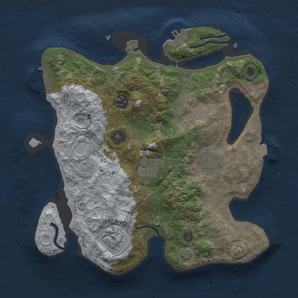 Rust Map: Procedural Map, Size: 3000, Seed: 1095566553, 12 Monuments