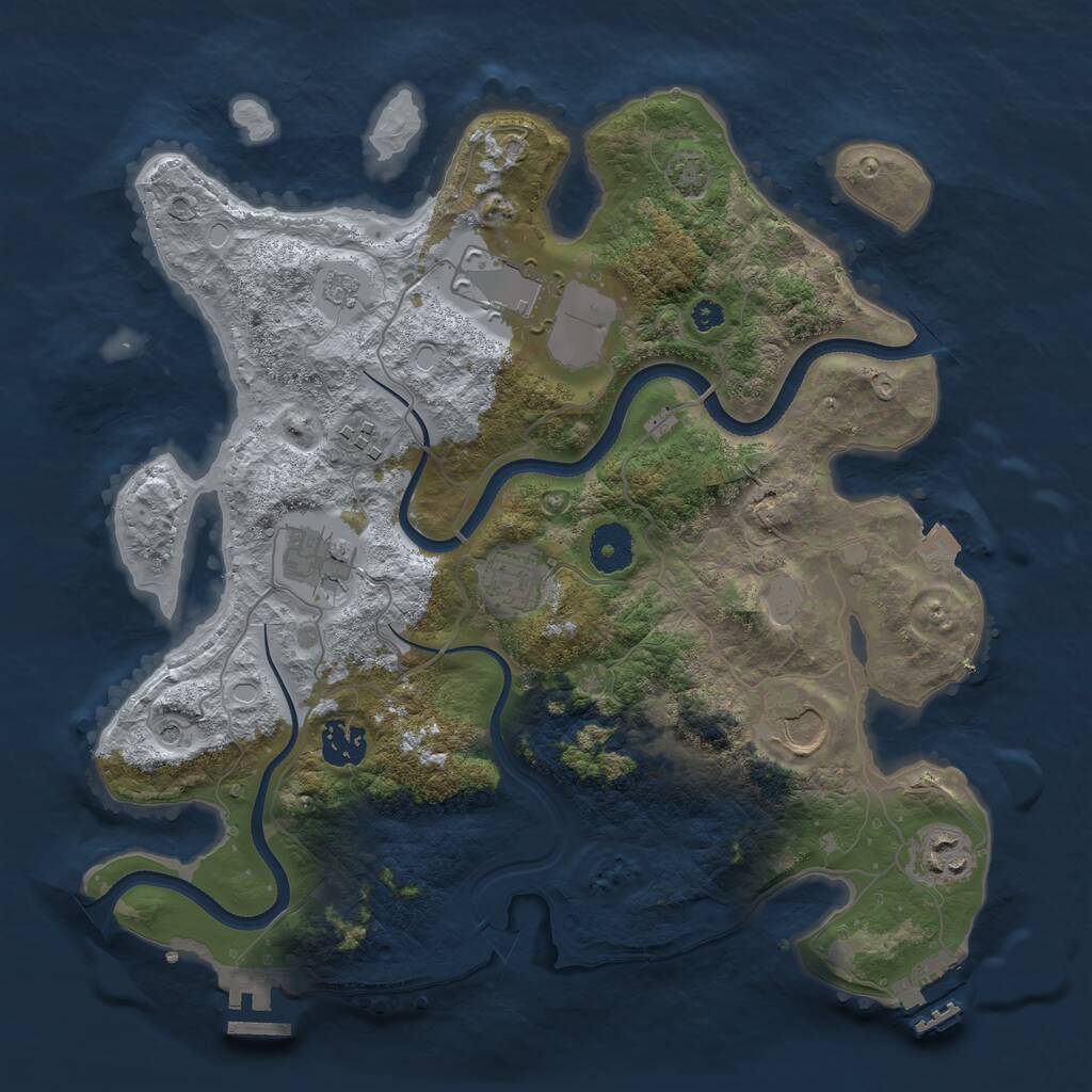 Rust Map: Procedural Map, Size: 3500, Seed: 35077549, 13 Monuments
