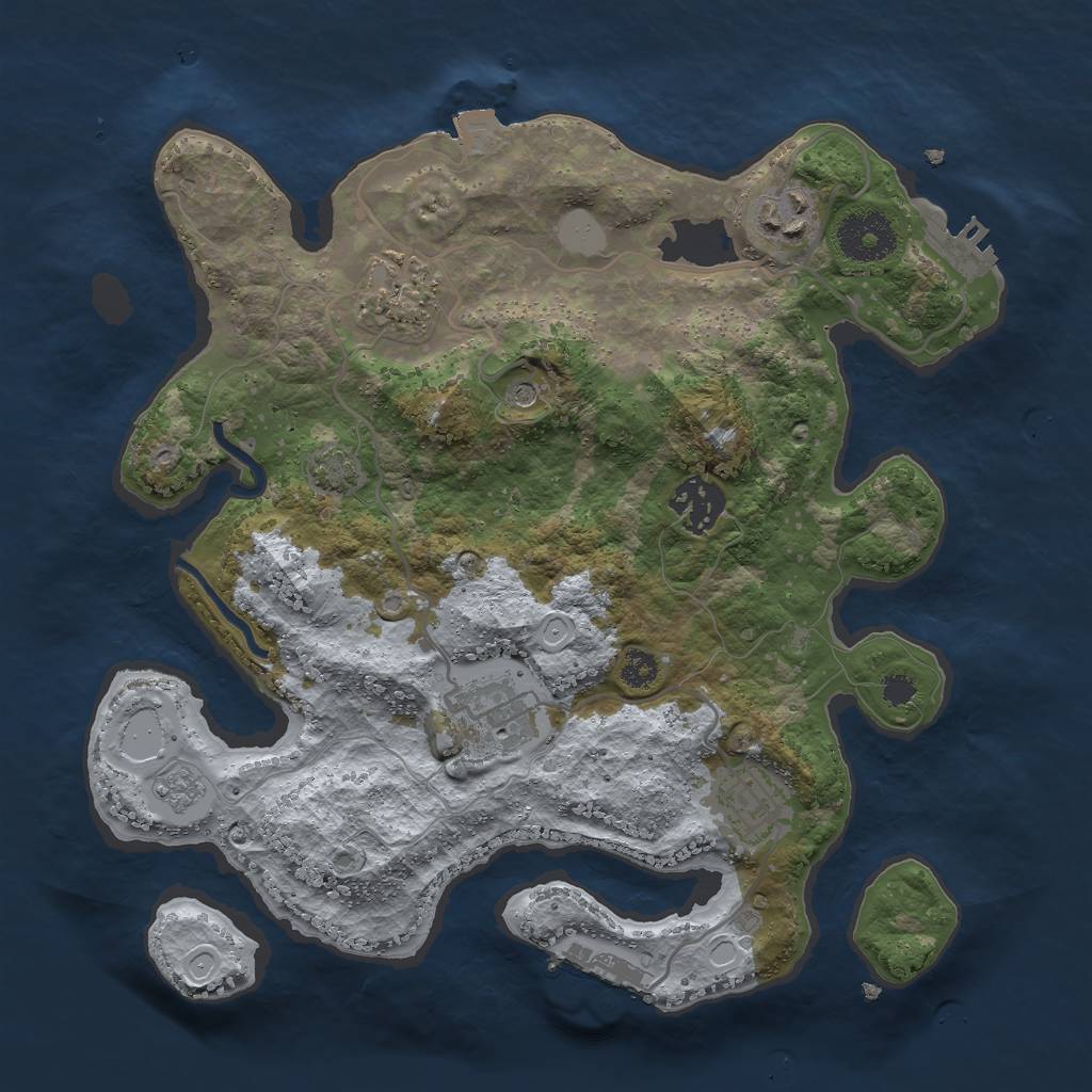 Rust Map: Procedural Map, Size: 3000, Seed: 808026183, 13 Monuments