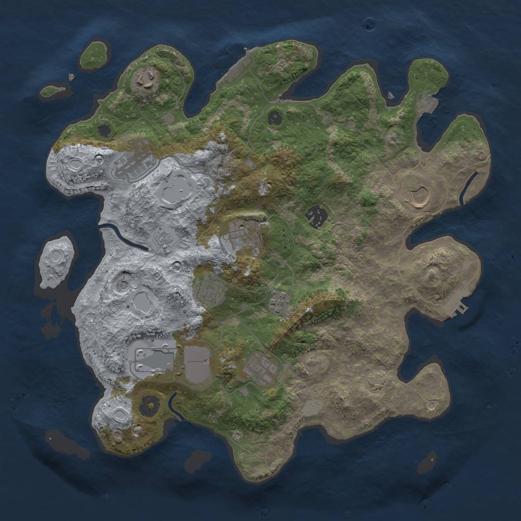 Rust Map: Procedural Map, Size: 3650, Seed: 76149536, 17 Monuments