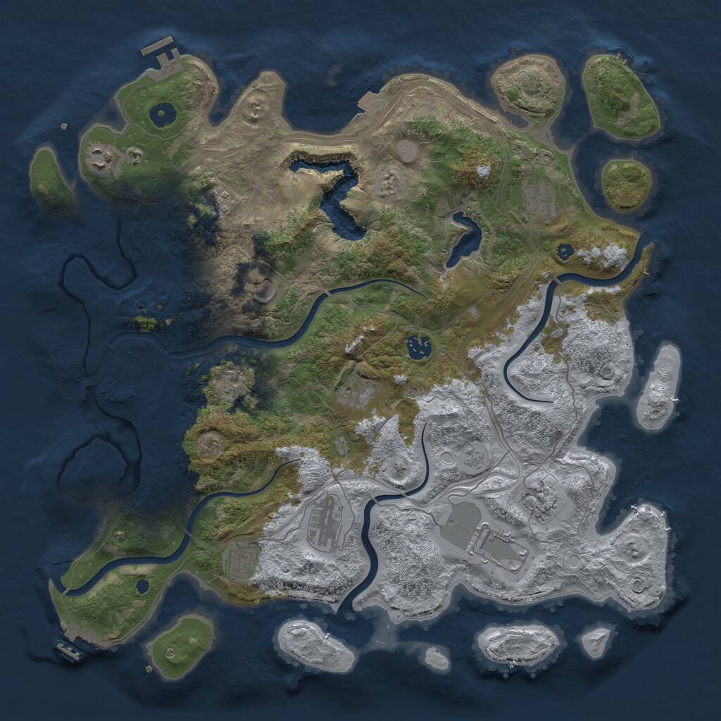 Rust Map: Procedural Map, Size: 4300, Seed: 74733650, 16 Monuments