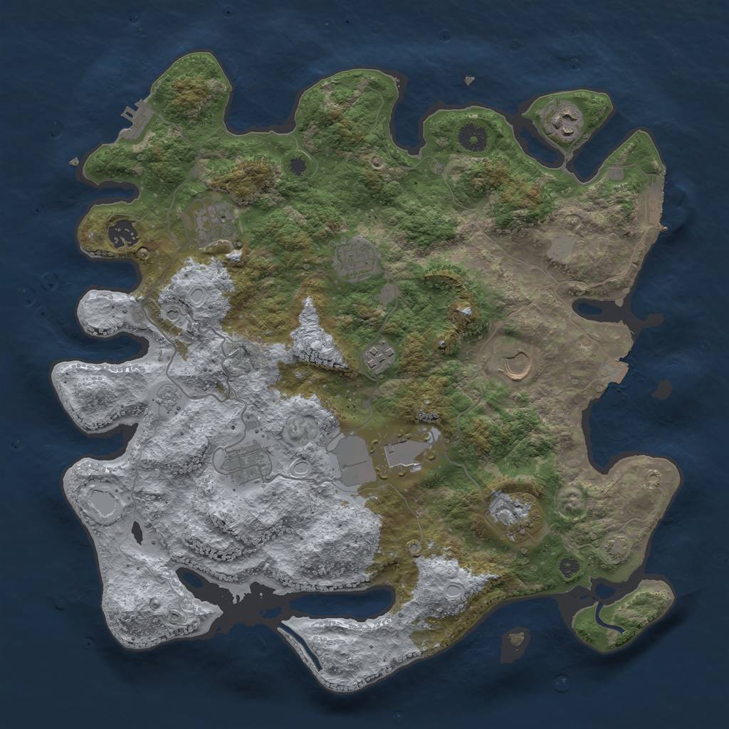 Rust Map: Procedural Map, Size: 3850, Seed: 71185455, 17 Monuments