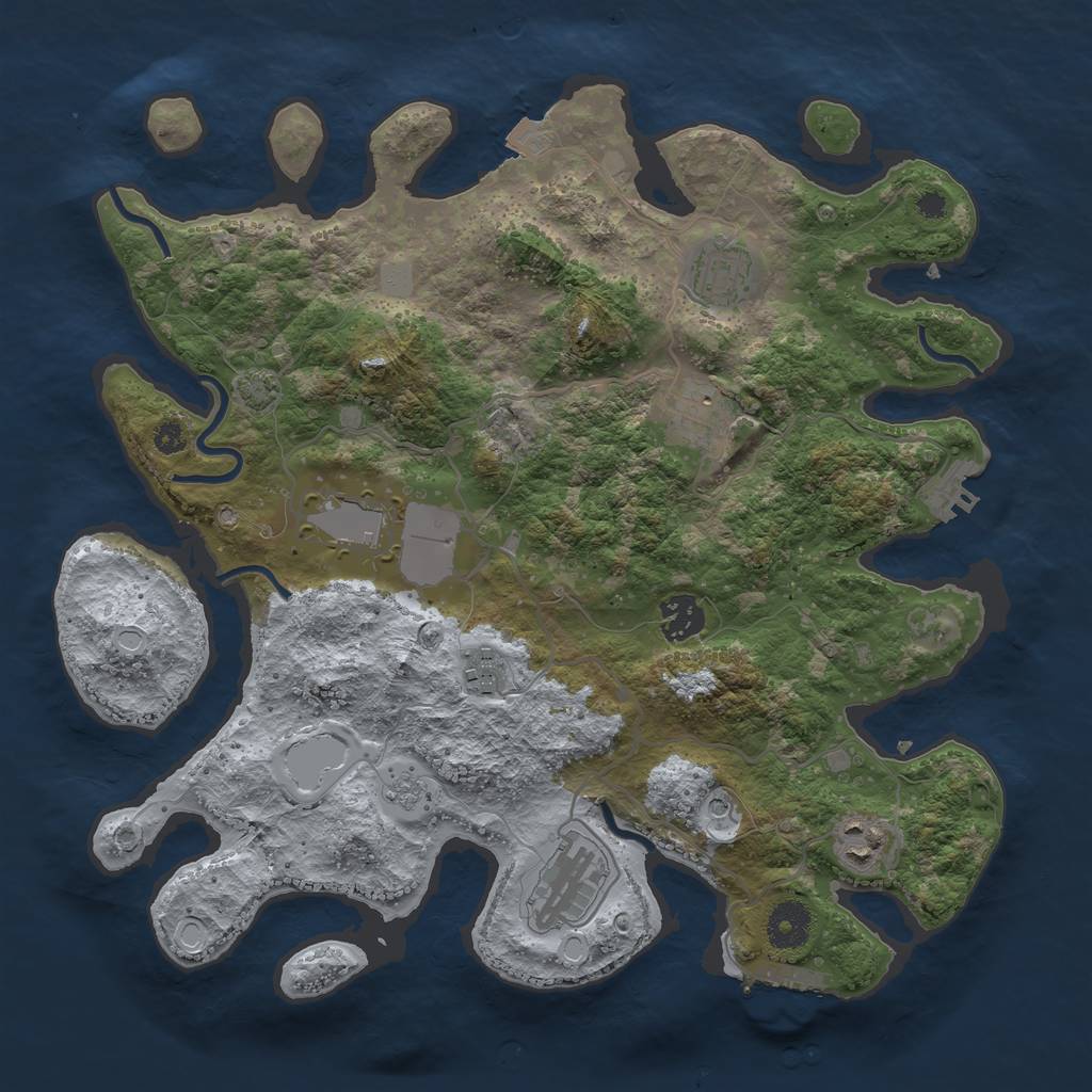 Rust Map: Procedural Map, Size: 3550, Seed: 47626397, 15 Monuments