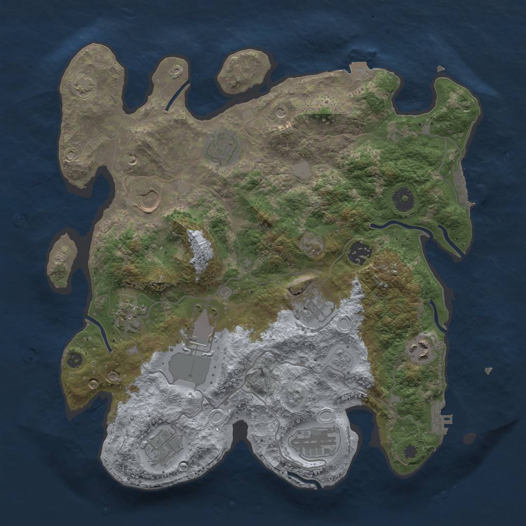 Rust Map: Procedural Map, Size: 3500, Seed: 1682635112, 17 Monuments