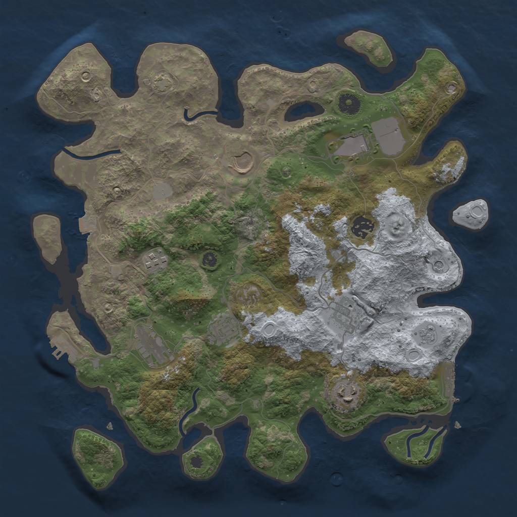 Rust Map: Procedural Map, Size: 3600, Seed: 68973407, 16 Monuments