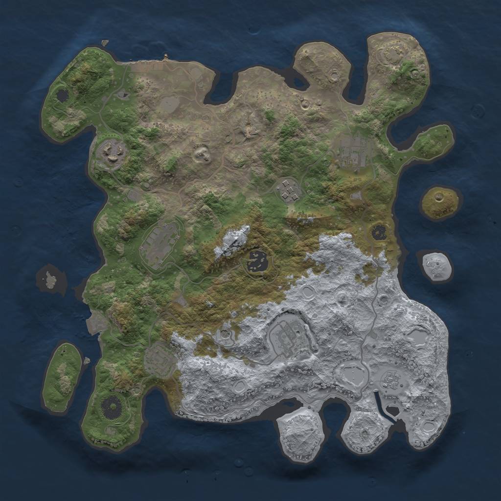 Rust Map: Procedural Map, Size: 3400, Seed: 9182840, 14 Monuments