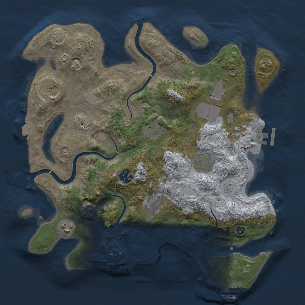 Rust Map: Procedural Map, Size: 3500, Seed: 43057928, 14 Monuments