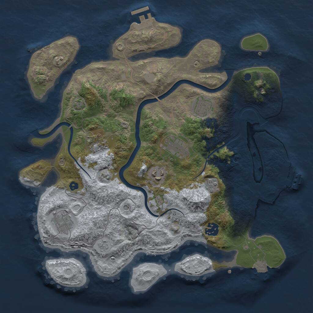 Rust Map: Procedural Map, Size: 3450, Seed: 47698005, 13 Monuments