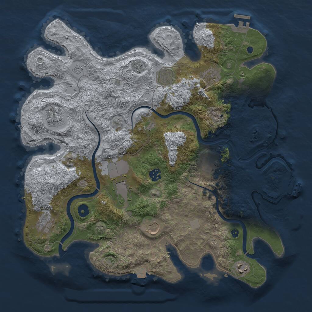 Rust Map: Procedural Map, Size: 3850, Seed: 80813266, 16 Monuments