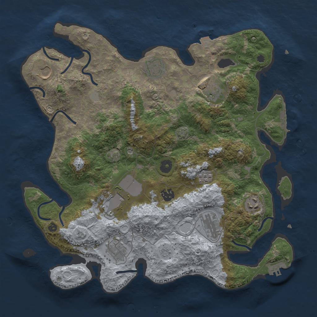 Rust Map: Procedural Map, Size: 3700, Seed: 84723770, 17 Monuments