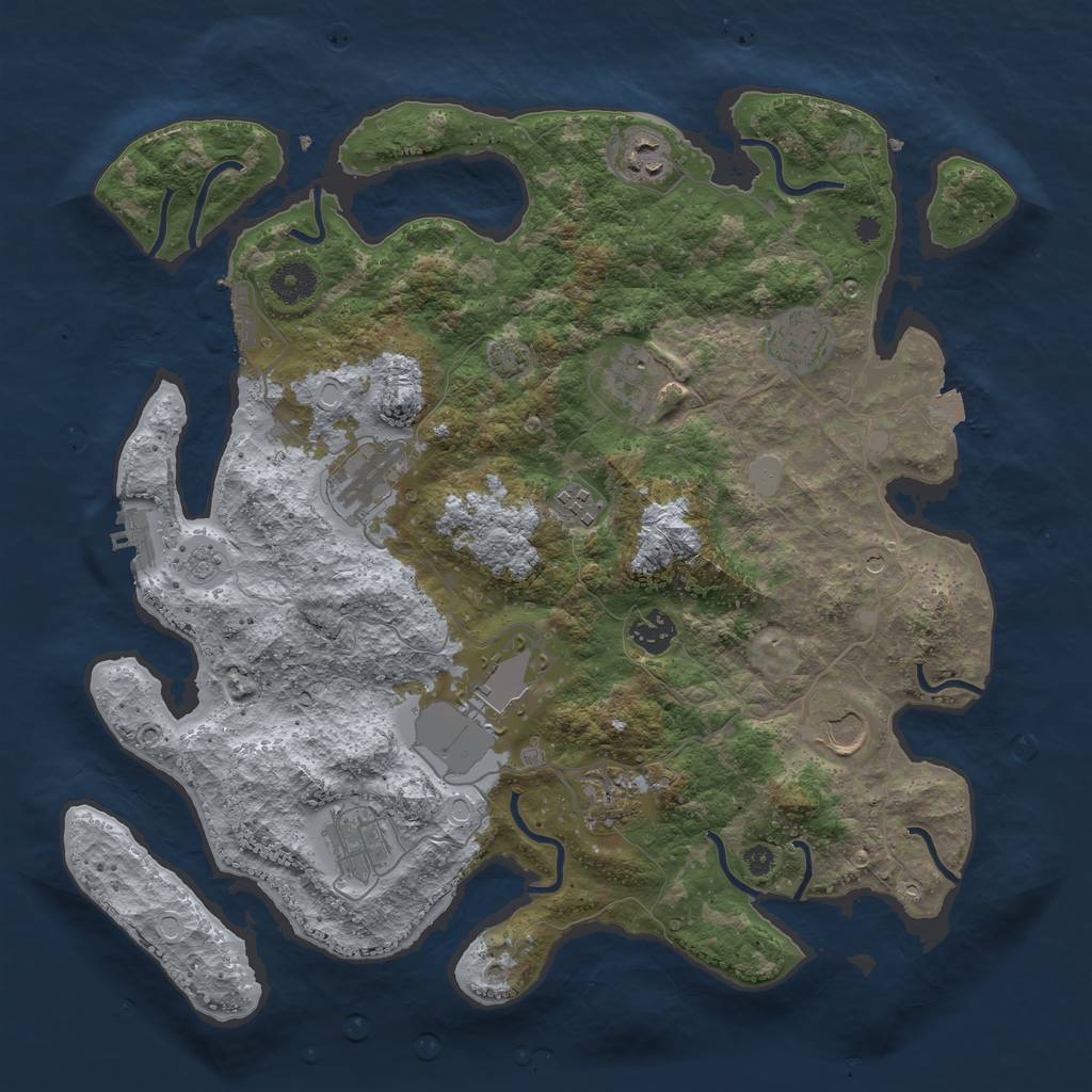 Rust Map: Procedural Map, Size: 3800, Seed: 88317232, 18 Monuments