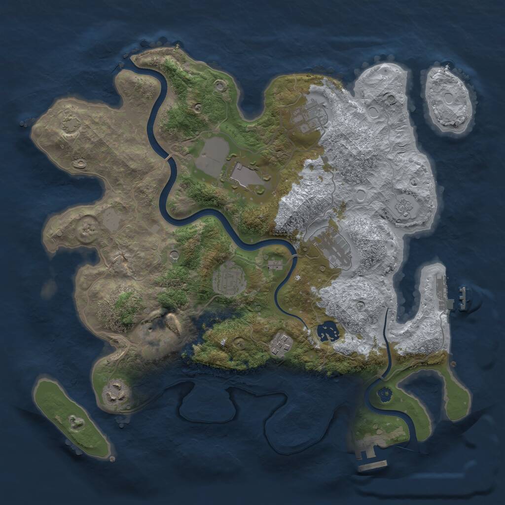 Rust Map: Procedural Map, Size: 3500, Seed: 96572228, 14 Monuments