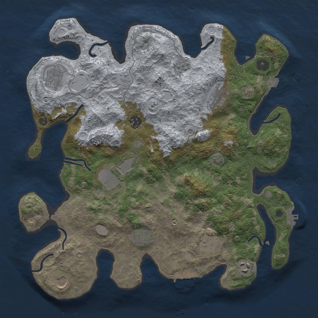 Rust Map: Procedural Map, Size: 3800, Seed: 63591336, 17 Monuments
