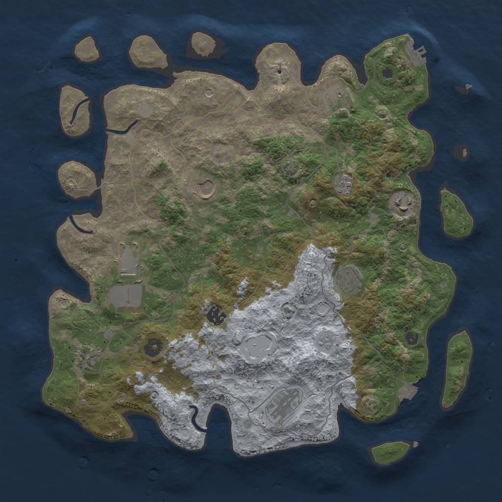 Rust Map: Procedural Map, Size: 4000, Seed: 76216714, 16 Monuments