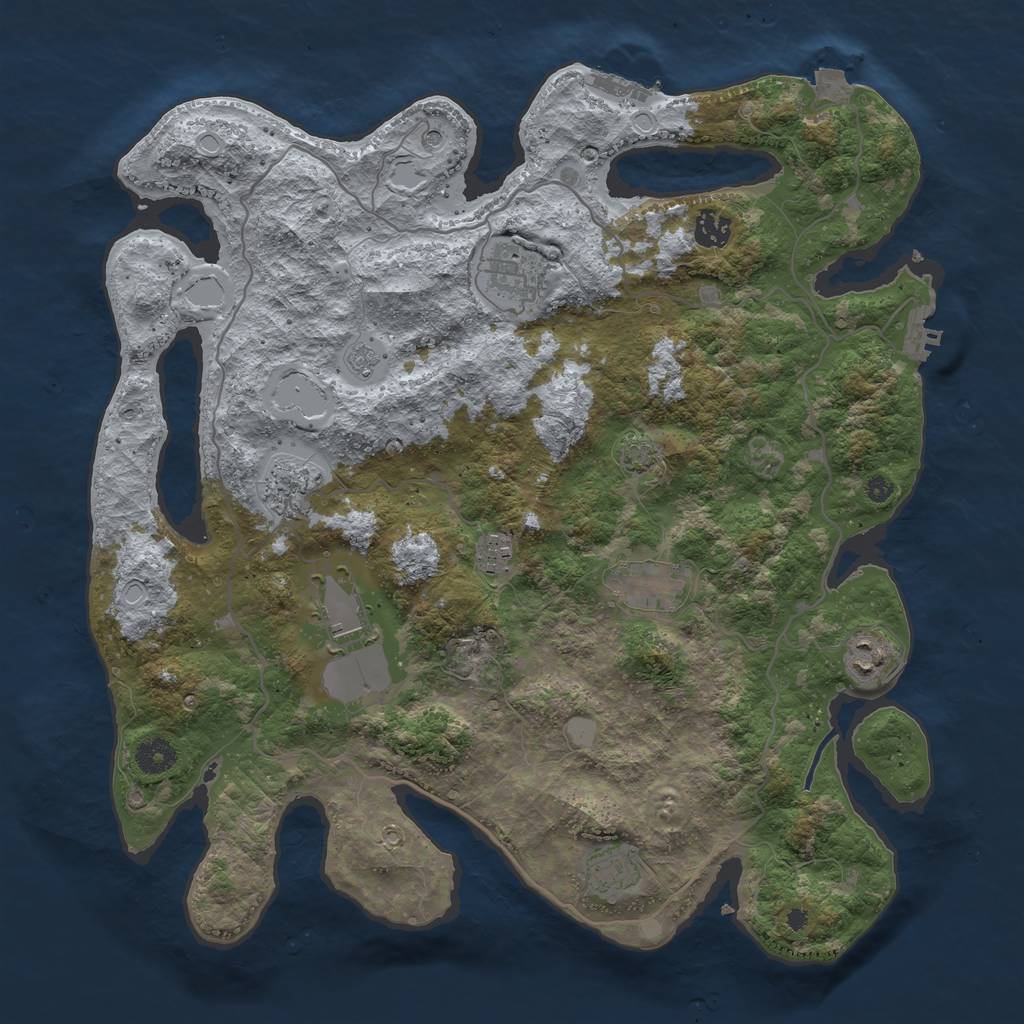 Rust Map: Procedural Map, Size: 4000, Seed: 28269354, 16 Monuments