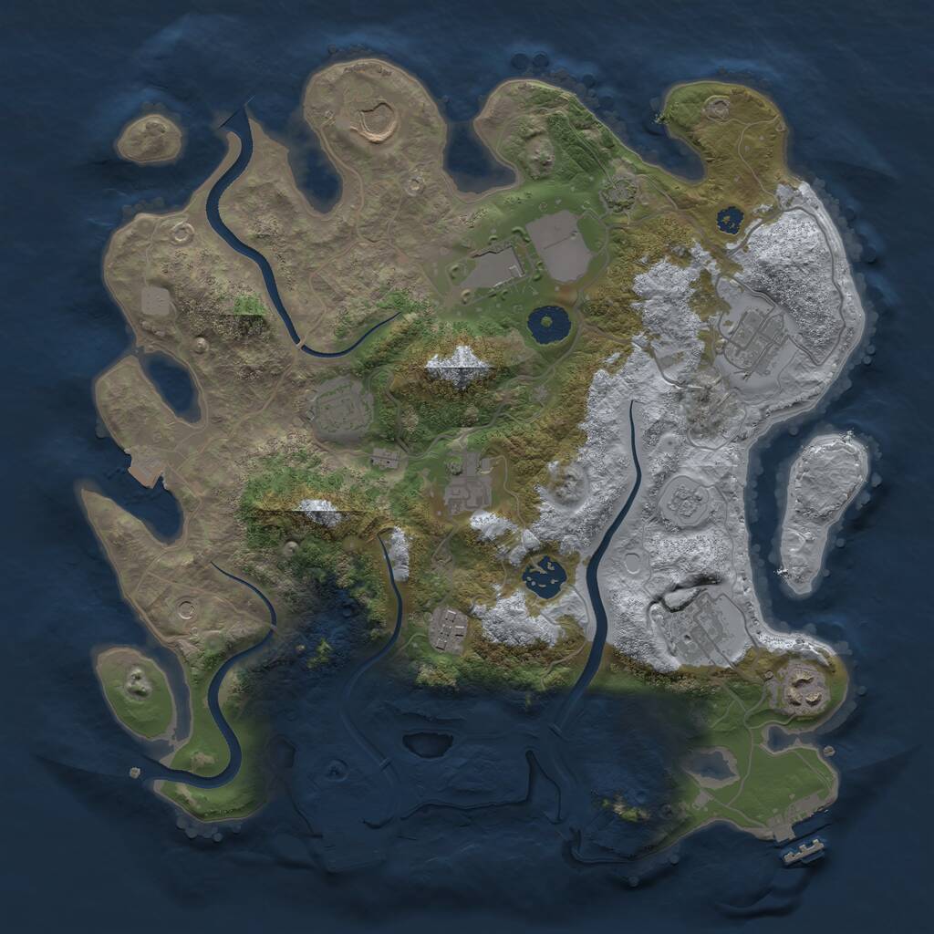 Rust Map: Procedural Map, Size: 3500, Seed: 27740724, 15 Monuments