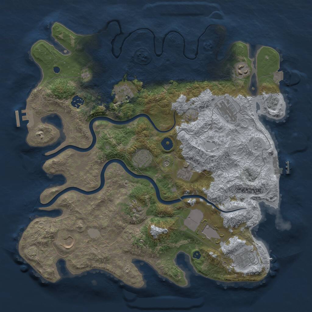 Rust Map: Procedural Map, Size: 3900, Seed: 80430256, 17 Monuments