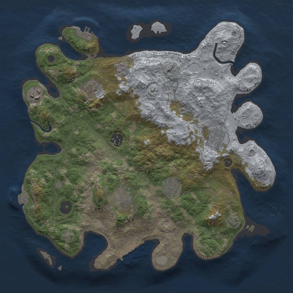 Rust Map: Procedural Map, Size: 3450, Seed: 54513870, 15 Monuments