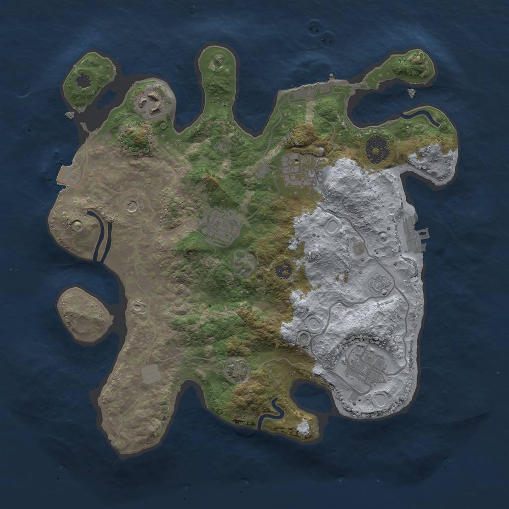 Rust Map: Procedural Map, Size: 3000, Seed: 32723, 12 Monuments