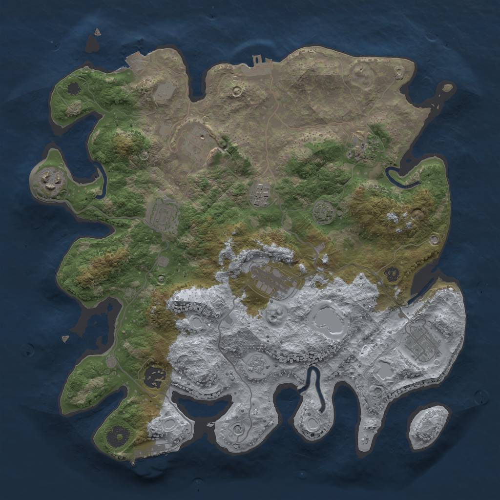 Rust Map: Procedural Map, Size: 3450, Seed: 14871321, 16 Monuments