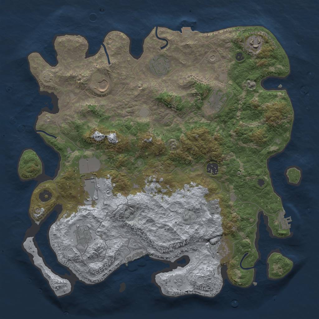 Rust Map: Procedural Map, Size: 3900, Seed: 25752060, 17 Monuments
