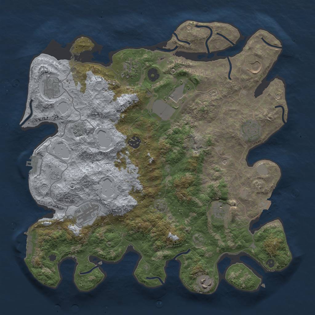 Rust Map: Procedural Map, Size: 3800, Seed: 50305005, 18 Monuments