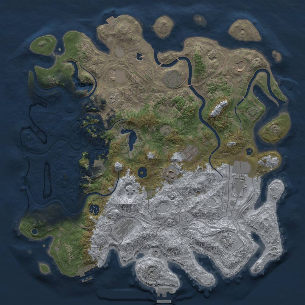 Rust Map: Procedural Map, Size: 4400, Seed: 55328760, 17 Monuments