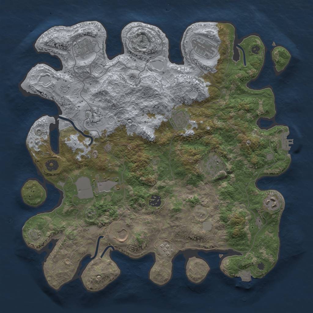 Rust Map: Procedural Map, Size: 3750, Seed: 78580689, 17 Monuments