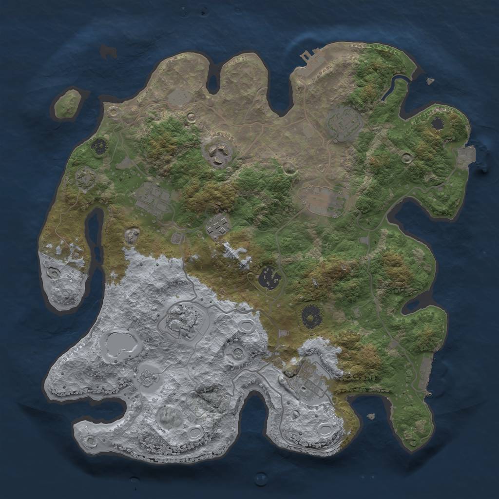 Rust Map: Procedural Map, Size: 3400, Seed: 53409344, 16 Monuments