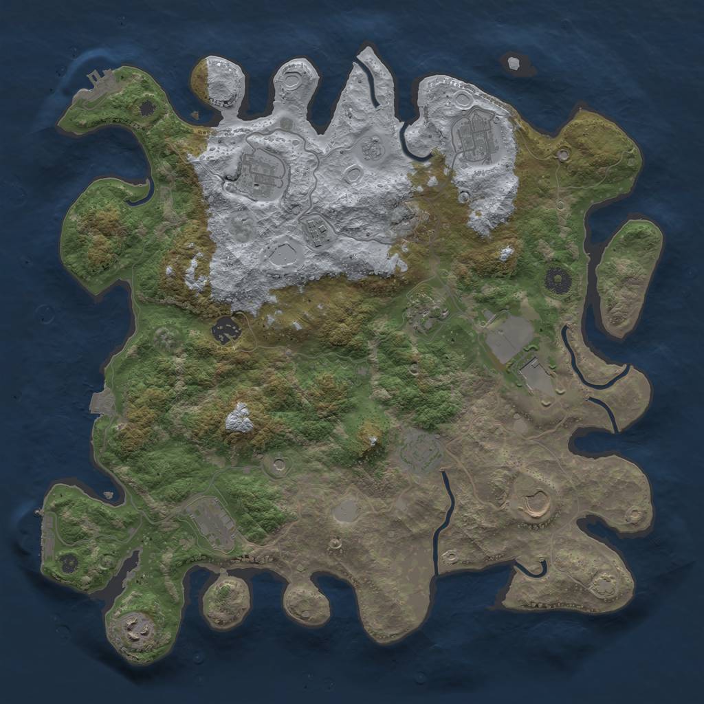 Rust Map: Procedural Map, Size: 3900, Seed: 28104632, 18 Monuments