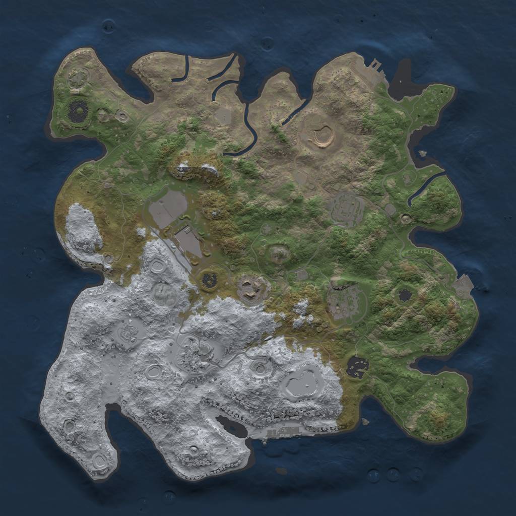 Rust Map: Procedural Map, Size: 3500, Seed: 908127393, 15 Monuments