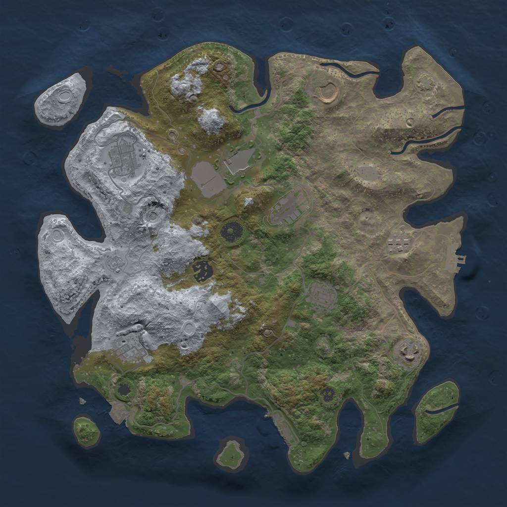 Rust Map: Procedural Map, Size: 3650, Seed: 35234709, 17 Monuments