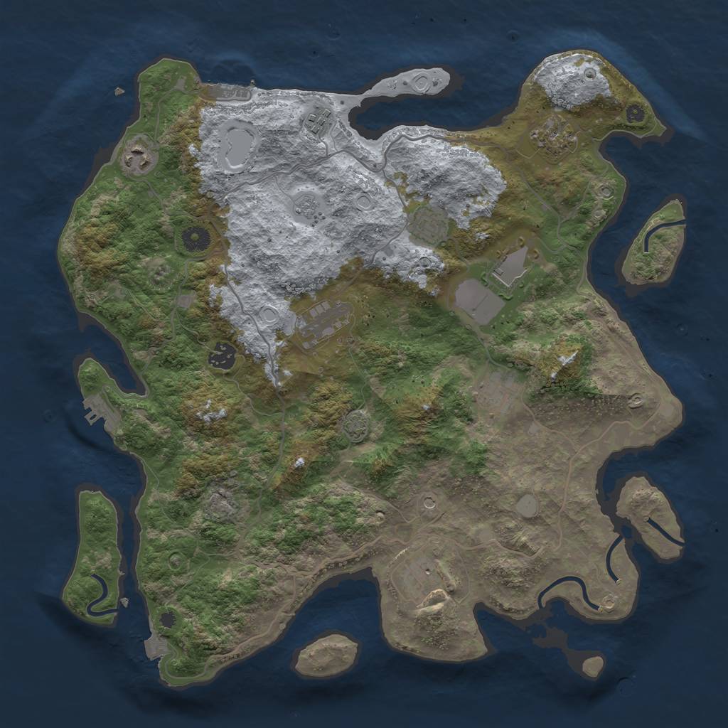 Rust Map: Procedural Map, Size: 4000, Seed: 31437228, 17 Monuments