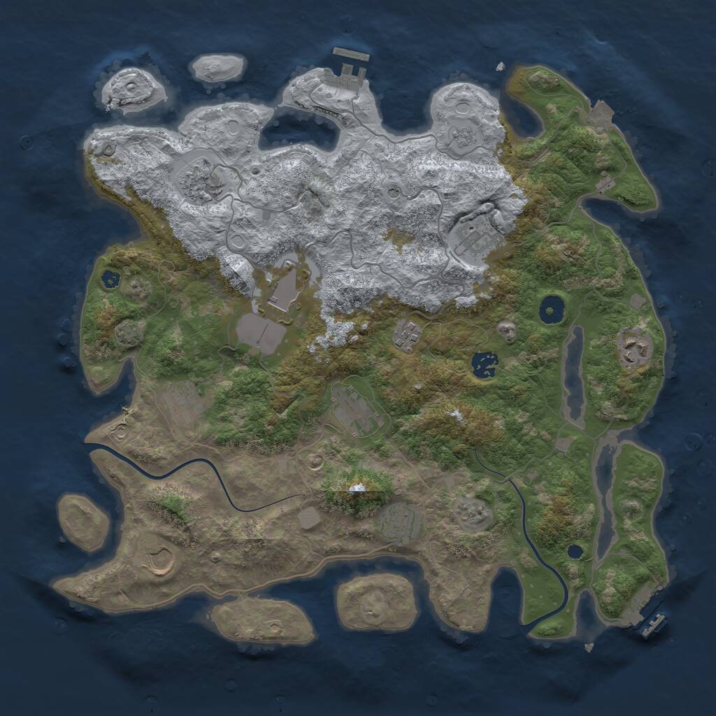 Rust Map: Procedural Map, Size: 3950, Seed: 40750680, 16 Monuments