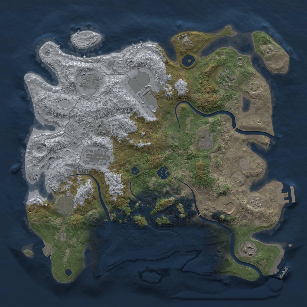 Rust Map: Procedural Map, Size: 3800, Seed: 80440344, 16 Monuments