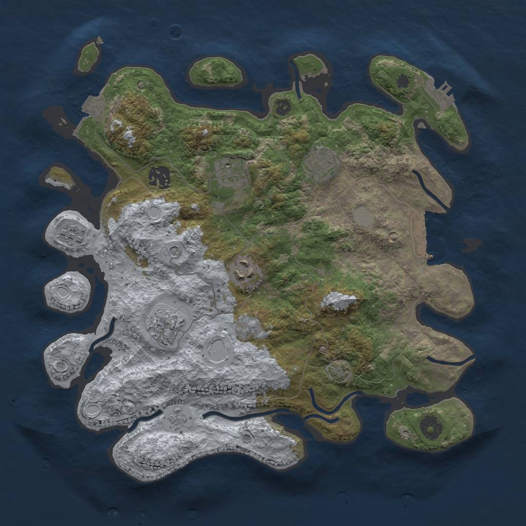 Rust Map: Procedural Map, Size: 3400, Seed: 18031830, 14 Monuments