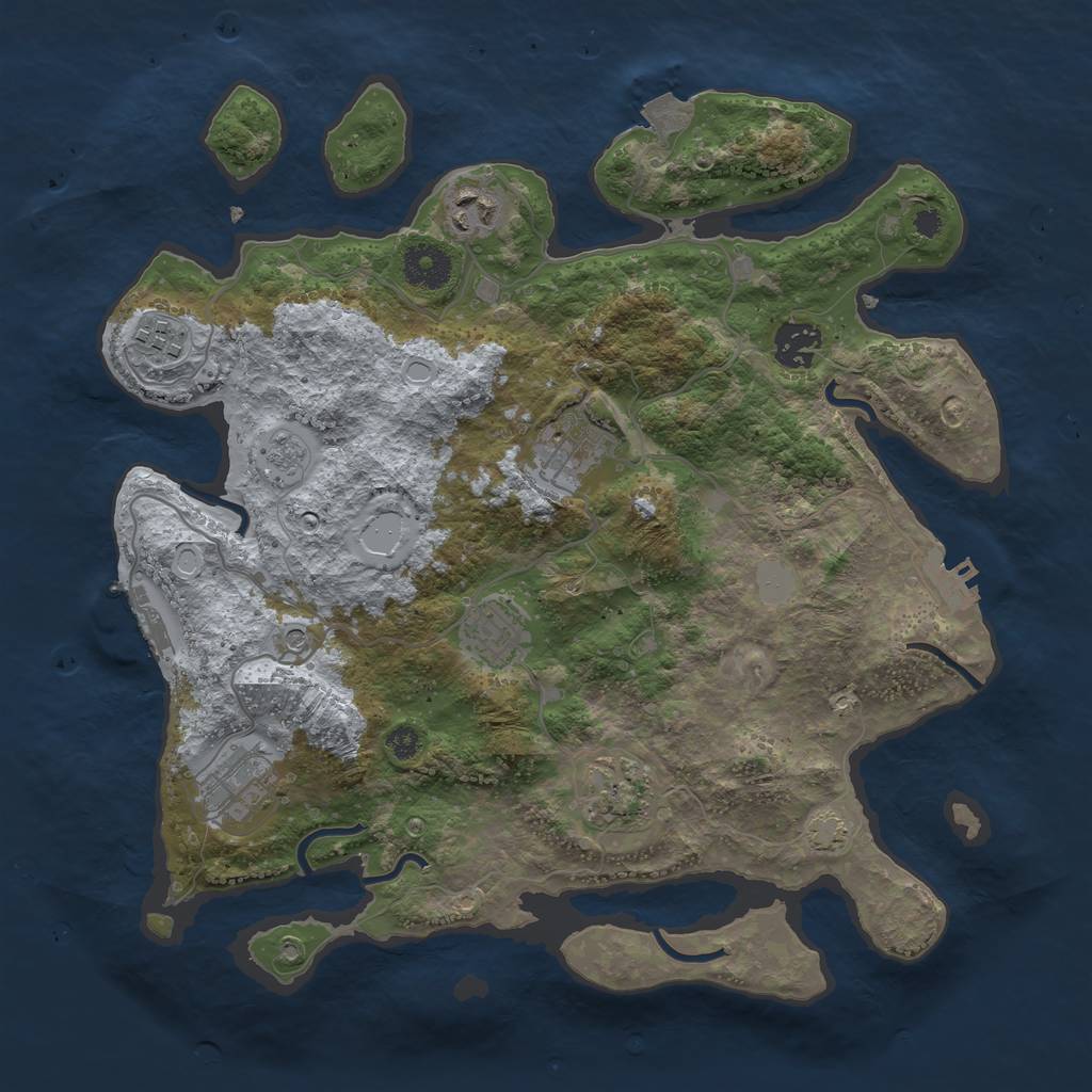 Rust Map: Procedural Map, Size: 3450, Seed: 47162132, 15 Monuments
