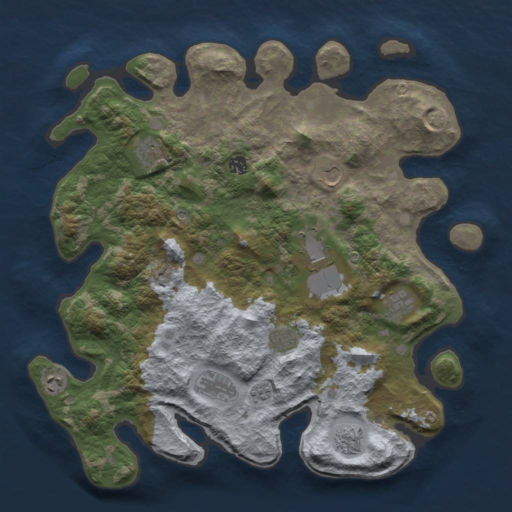 Rust Map: Barren, Size: 4000, Seed: 1234124, 14 Monuments