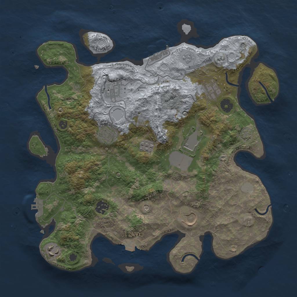 Rust Map: Procedural Map, Size: 3500, Seed: 87970007, 16 Monuments