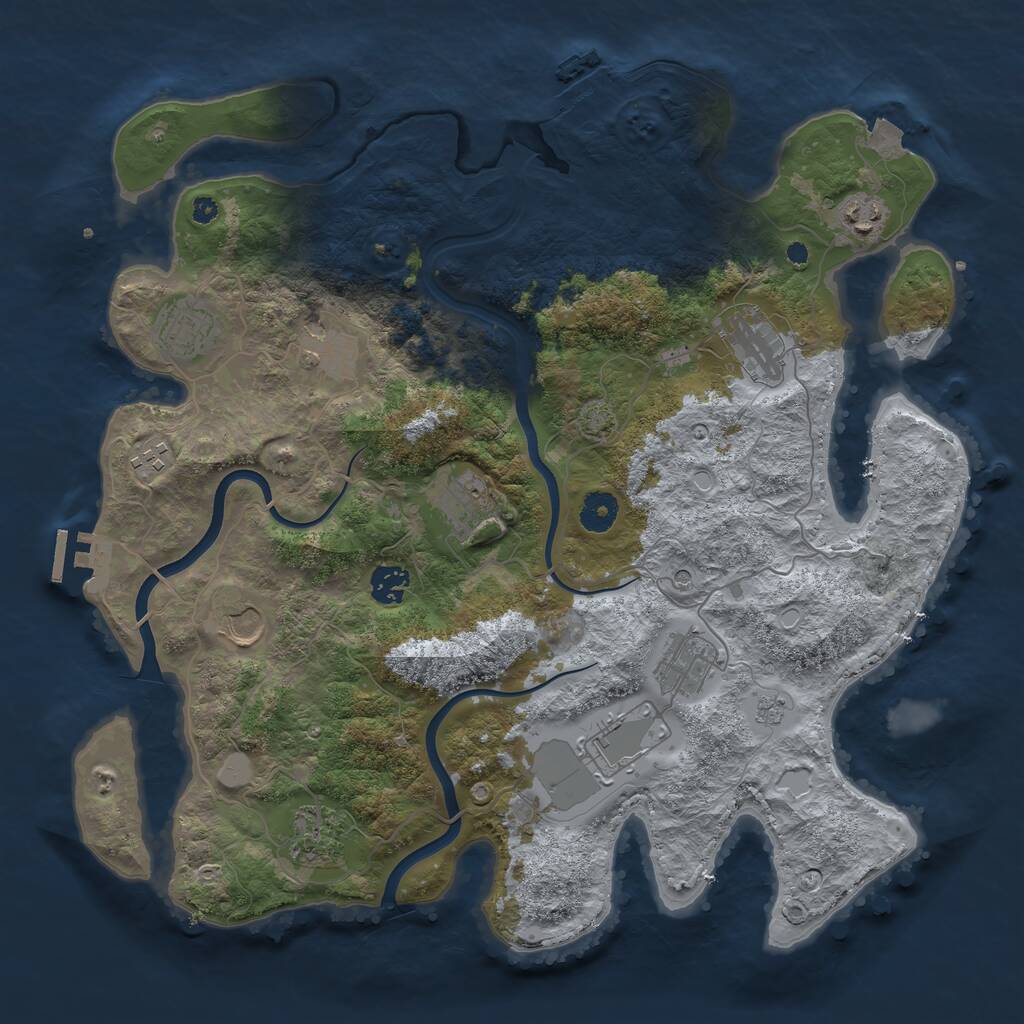 Rust Map: Procedural Map, Size: 3900, Seed: 66488528, 17 Monuments