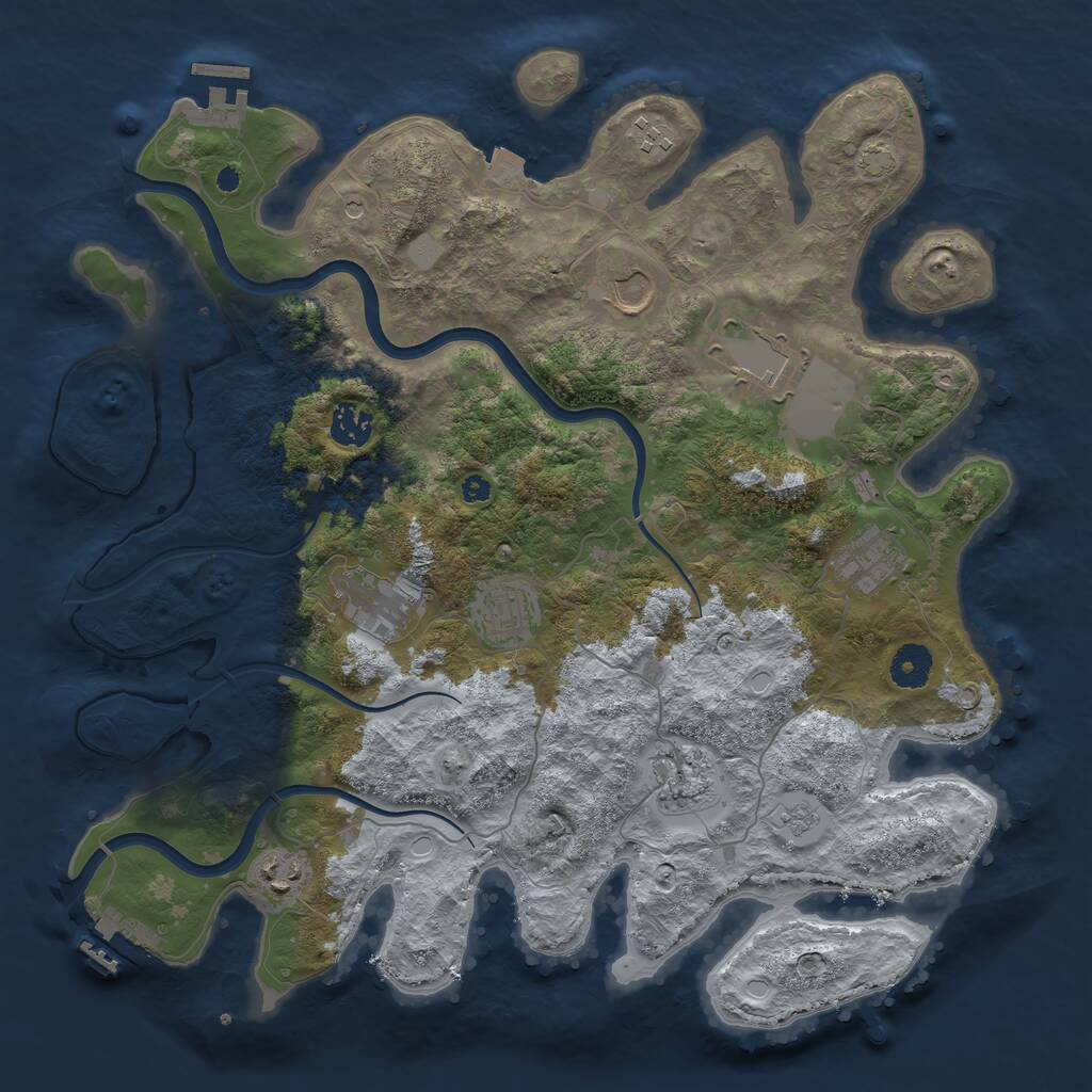 Rust Map: Procedural Map, Size: 3800, Seed: 13062197, 15 Monuments